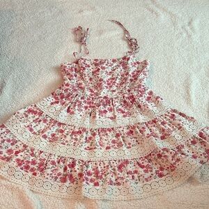 Altar'd State Pink Floral Tie-Strap Dress